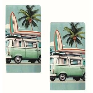Green Van Bus Surfboards Kitchen Towels 2-pc Polyester 18 x 26-in Surf Theme NEW